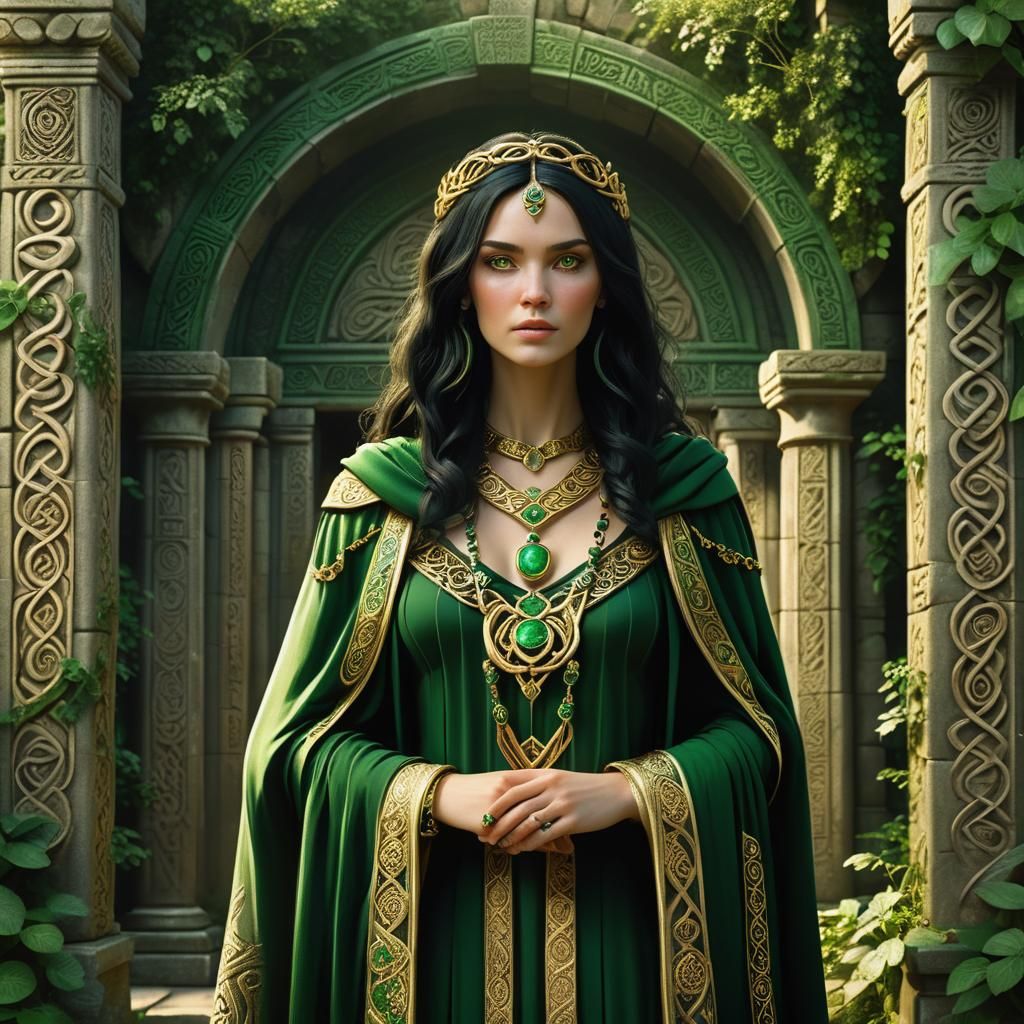 Celtic Goddess Queen in Ancient Temple