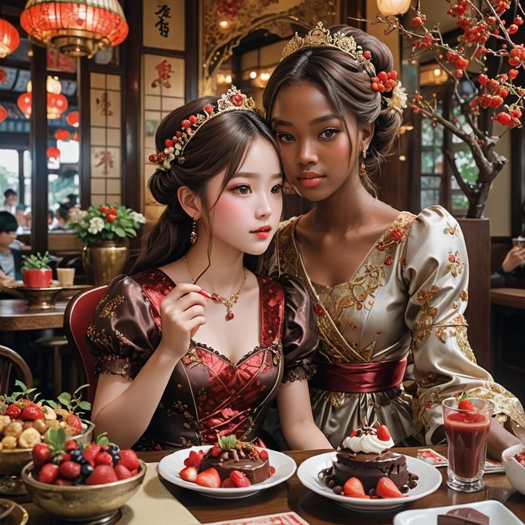 Barberry Princess BFFs having desserts in Japan.