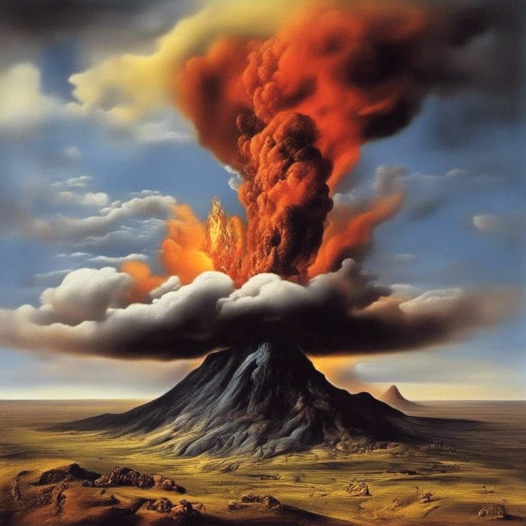 Erupting Volcano in a Strange World
