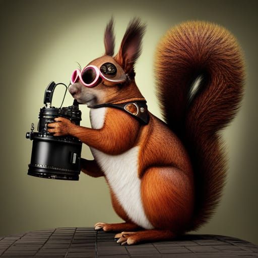 Steampunk Squirrel on Fifth Avenue in Pop Art