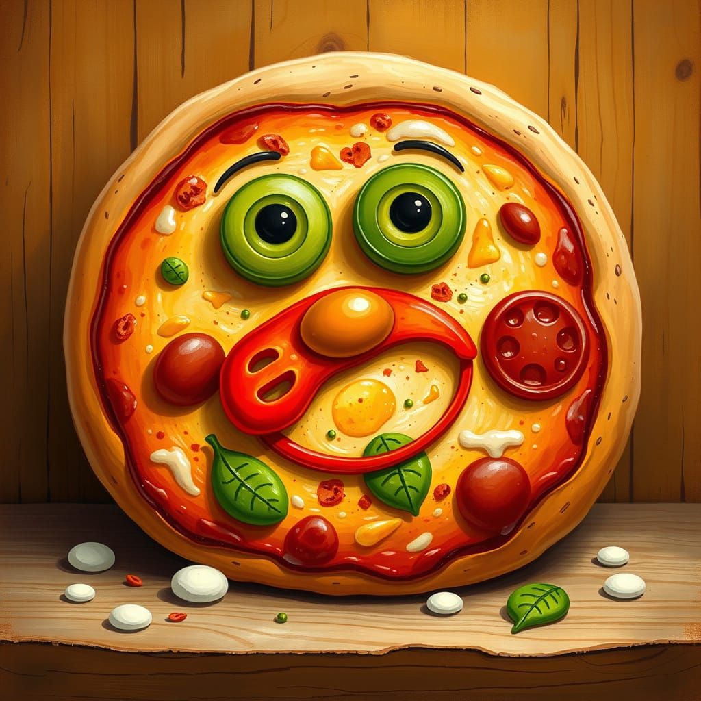 Whimsical Pizza Portrait in Italian Renaissance Style