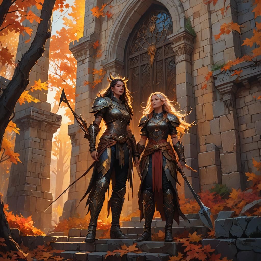 Wilden Shaman in Dark Fantasy Autumn Landscape