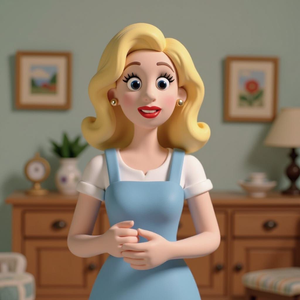 Beautiful Blond Woman in Claymation Style
