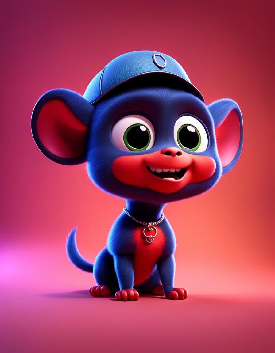 Devilish Monchhichi Character in Pixar Style