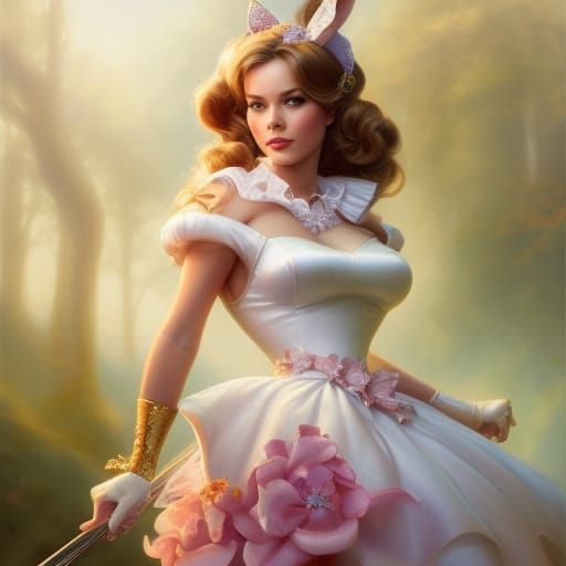 Disney Alice in Wonderland Rabbit, Hyperrealistic Pin-Up
