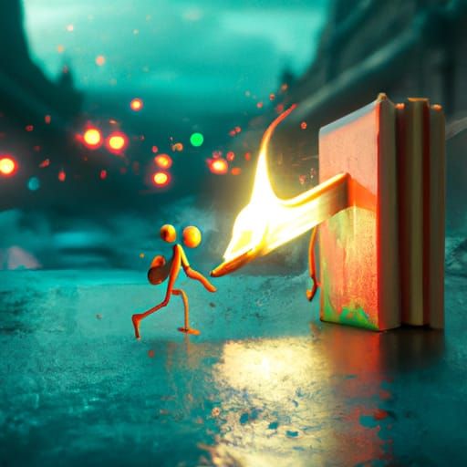 Afraid Matchstick Running: Detailed Matte Painting