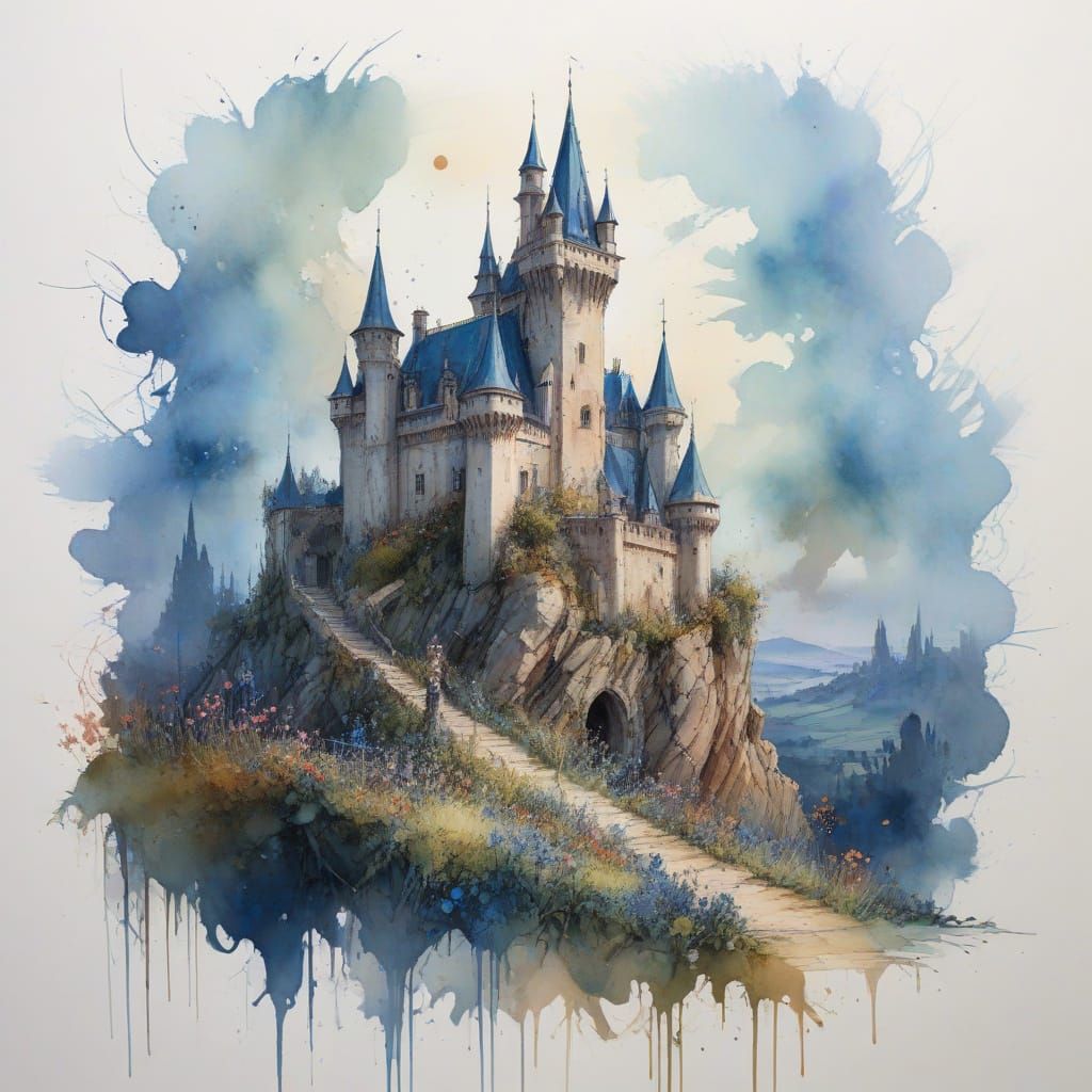 Medieval Castle Amidst Enchanted Vineyards and Gardens in Wa...