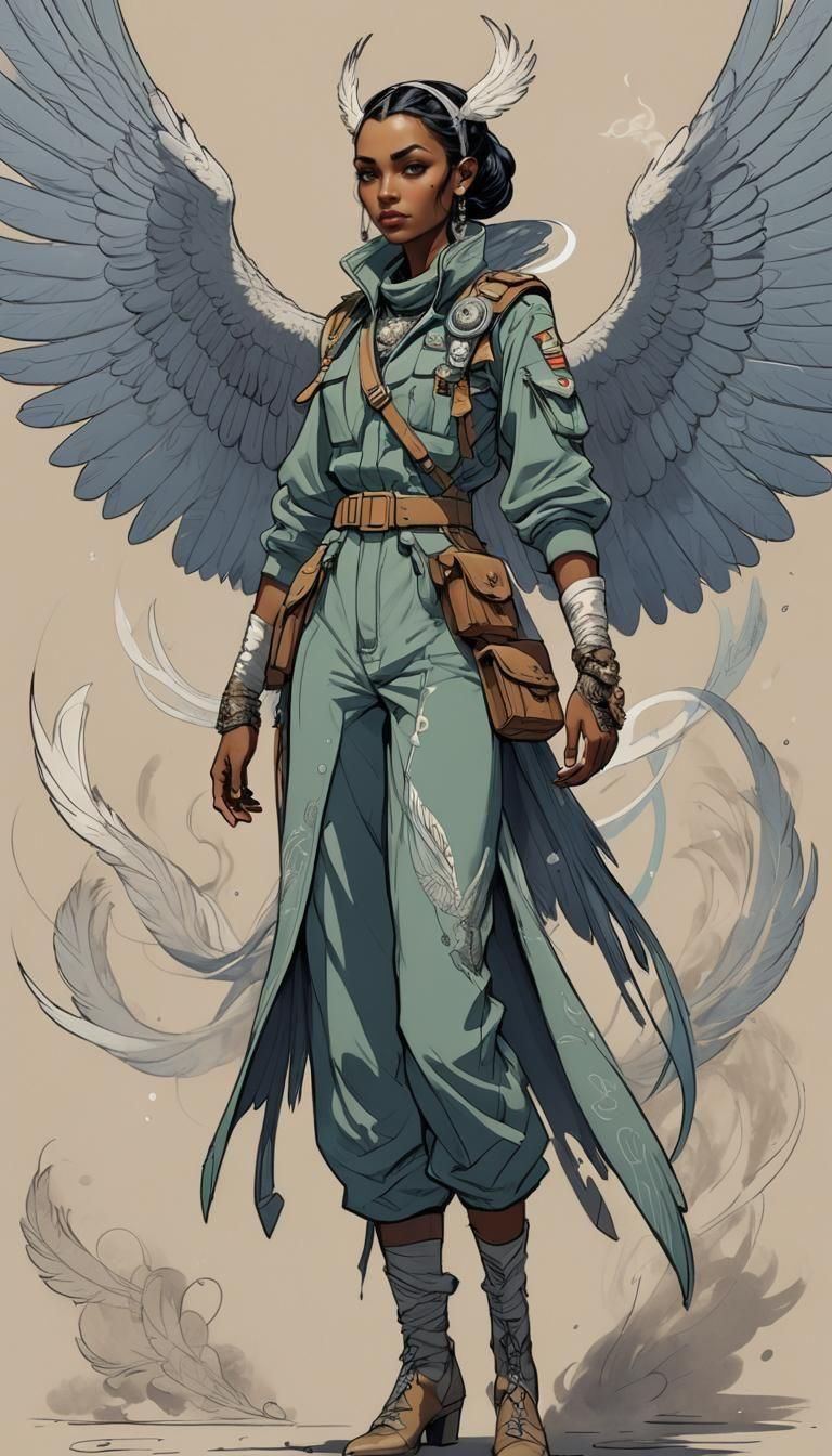 Djinn in Air Force Fatigues with Vulture Wings