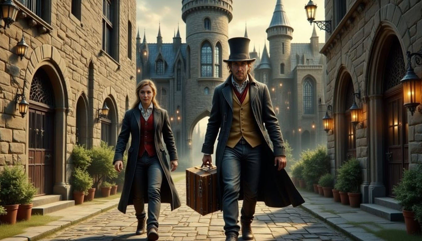 Time-Traveling Classics Meet in Hogwarts Courtyard Scene in...