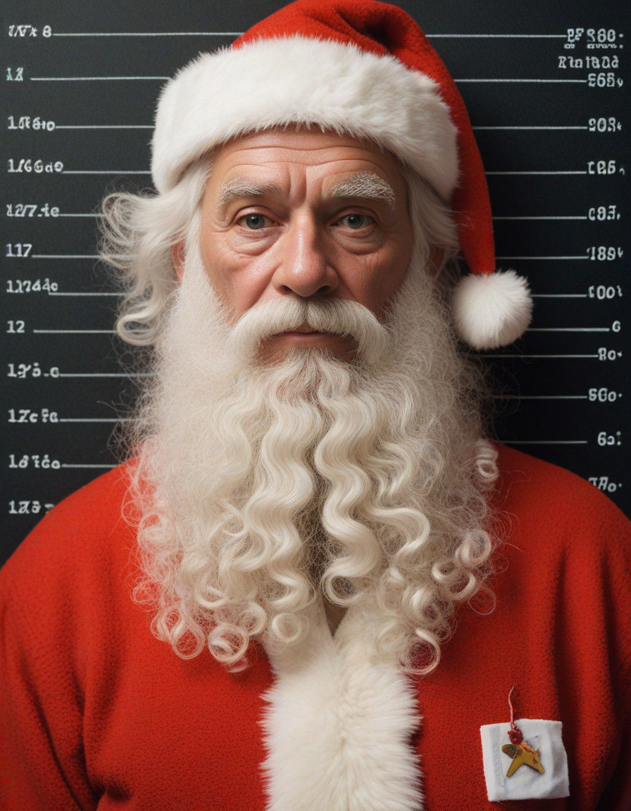 Santa Claus Chalk Art Mugshot in Anime Style
