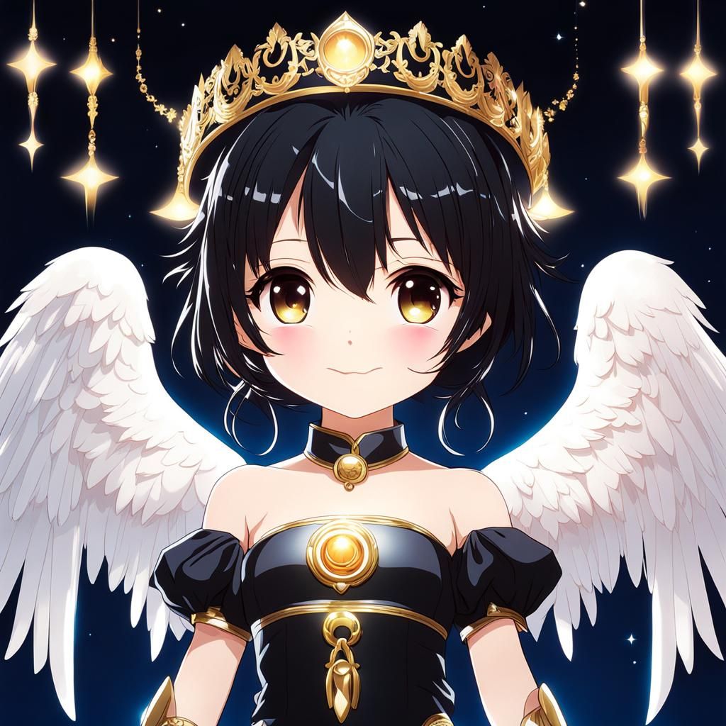 Chibi Angel Girl with Aura of Darkness
