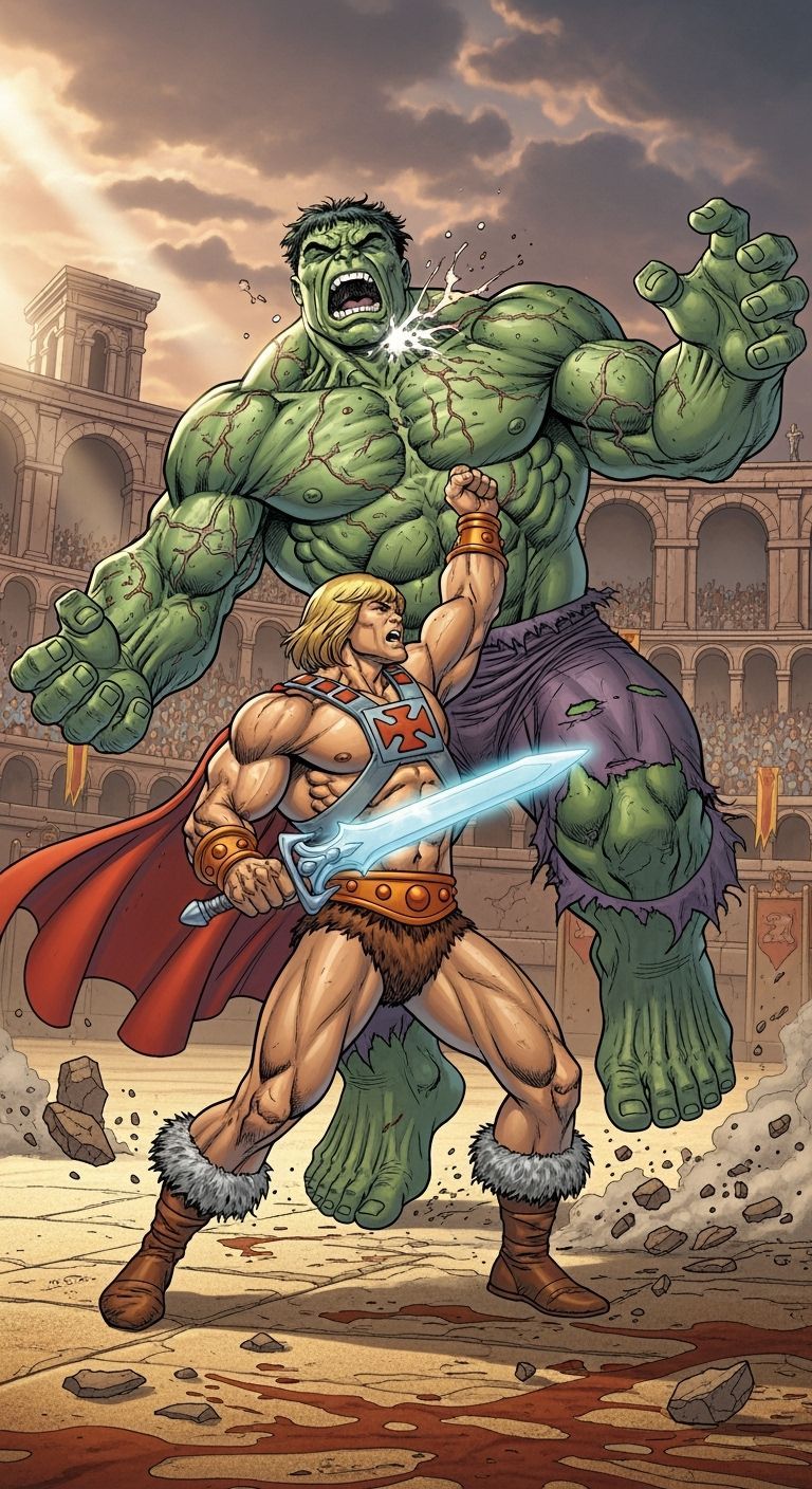 He-Man's Uppercut on the Incredible Hulk in Arena