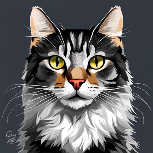 Cute Maine Coon Cat in Monochrome Collage