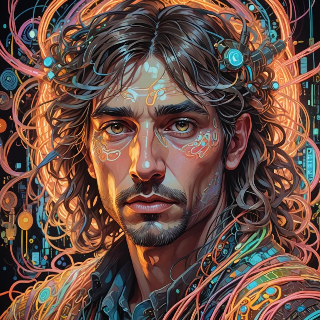 Stunning Pixel Art Portrait in Triadic Colors