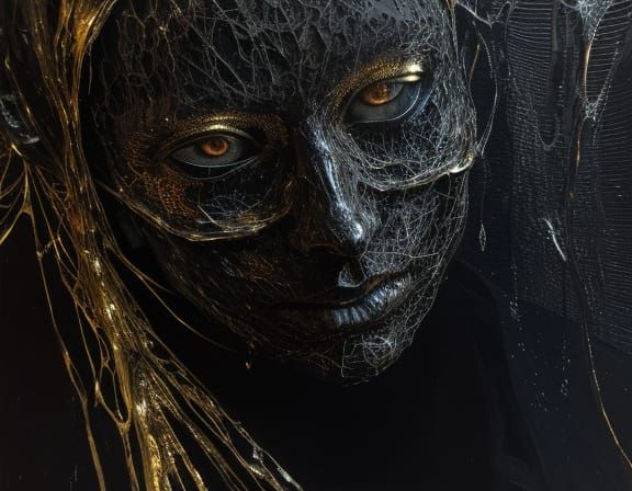 Nihilistic Creature in Phosphorescent Webs Oil Painting