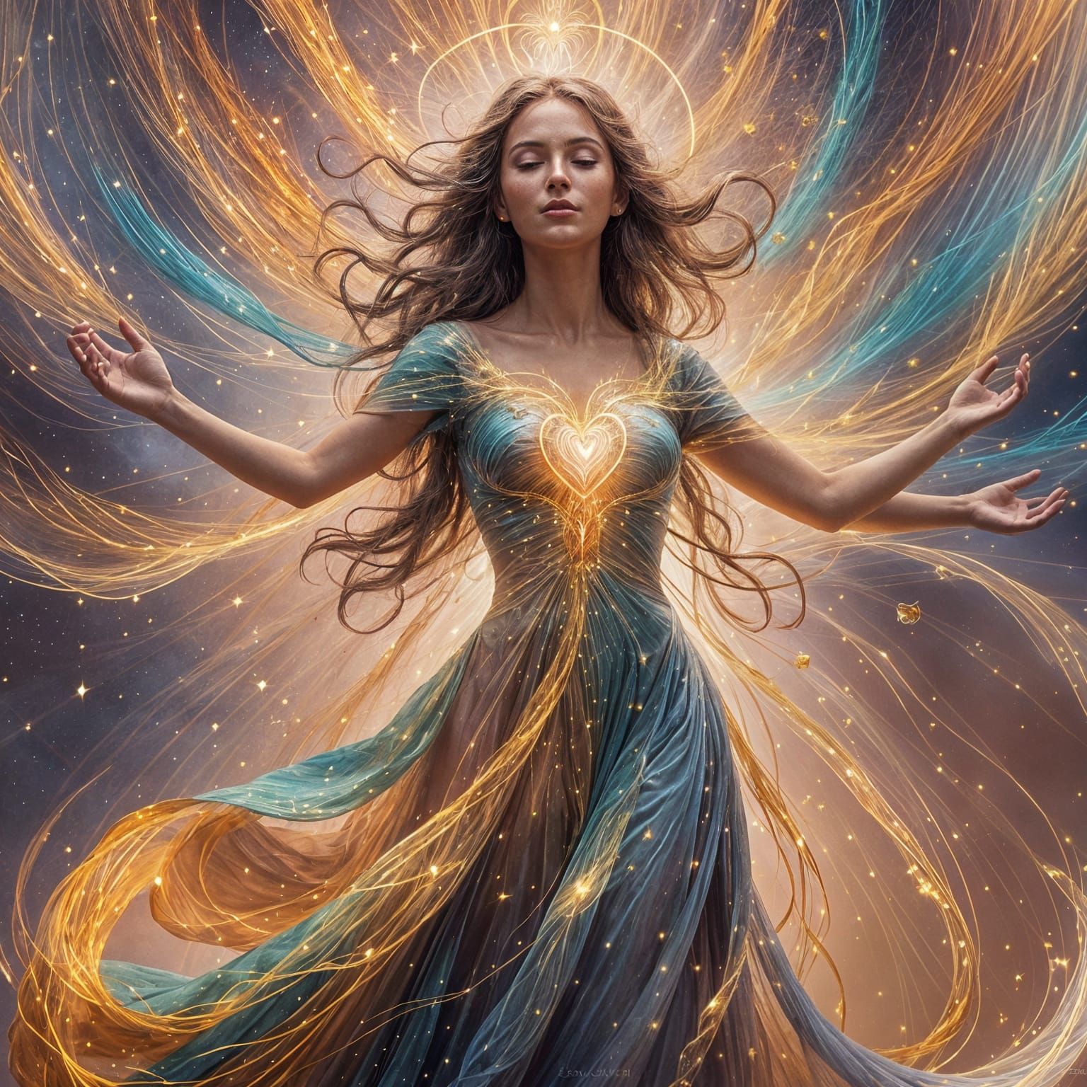 Ethereal Feminine Figure with Radiant Energy