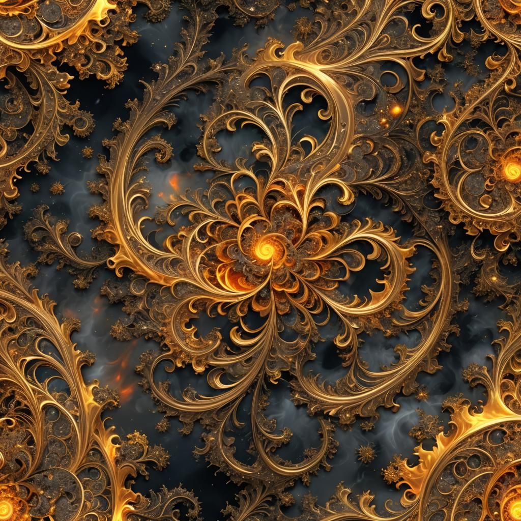 Fire and Ash Galaxy with Gold Splash