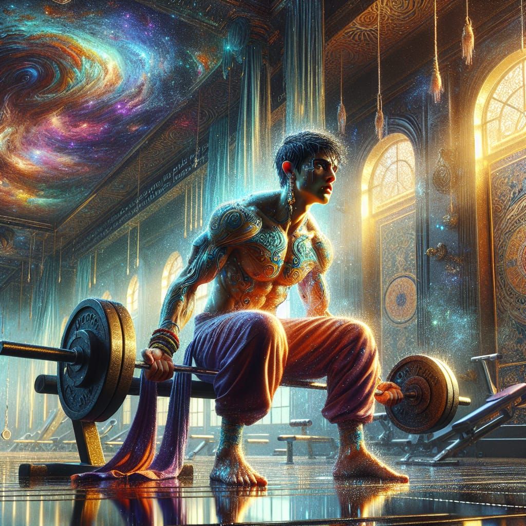 Teen's Muscular Transformation: Fantasy Gym Concept Art