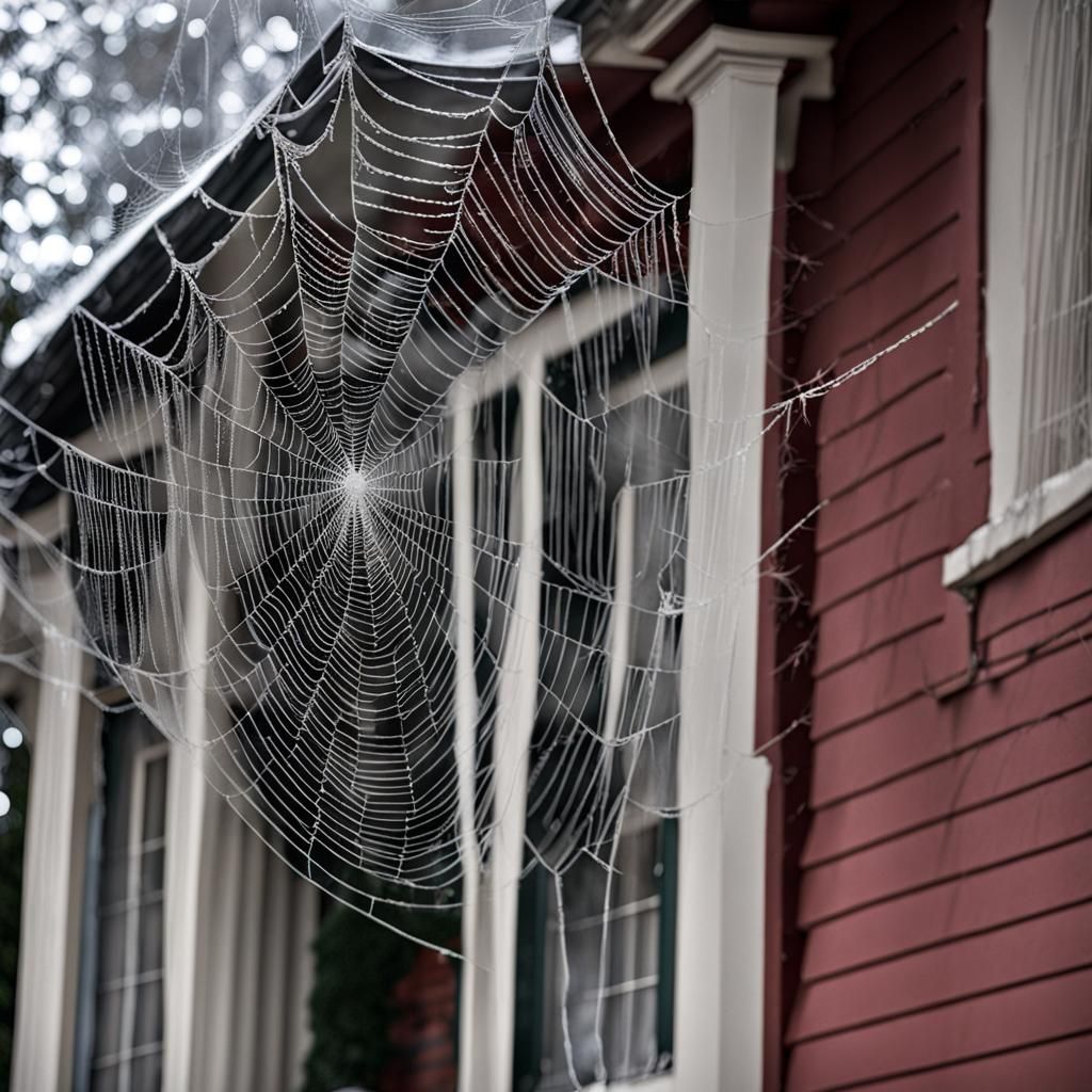 Spiderwebs Adorn the Home Alone House