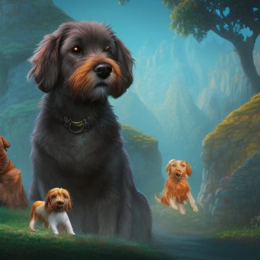 Cute Dogs in Detailed Fantasy Art