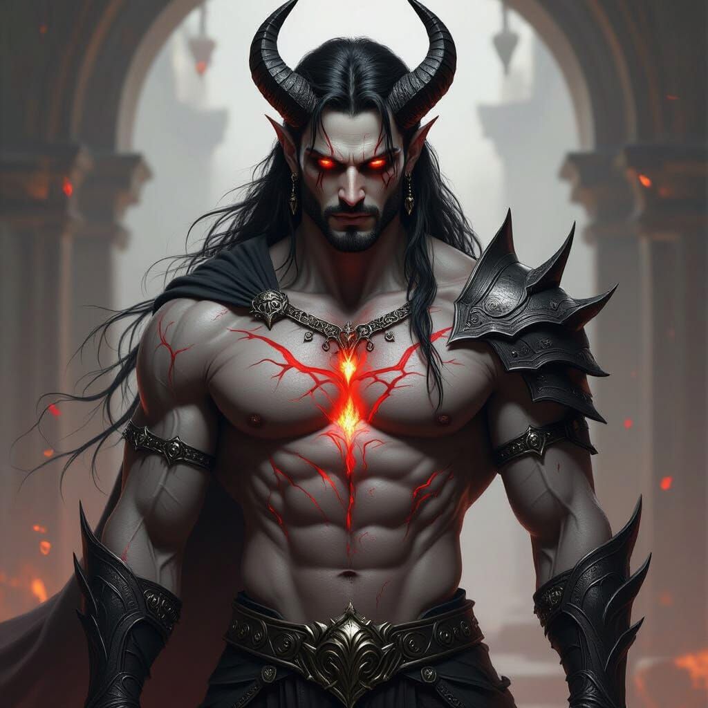 Warrior King of Obsidian with Fiery Runes