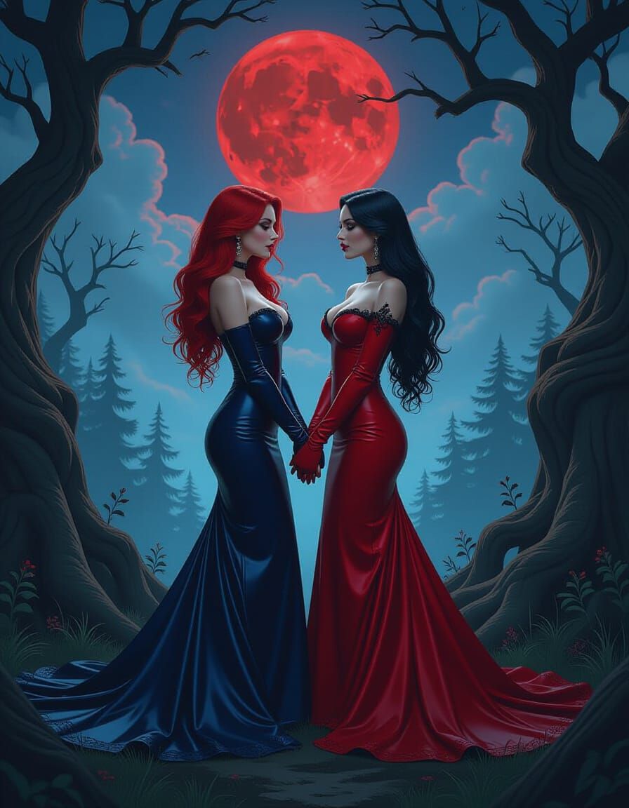 Moonlit Forest Encounter in Mystical Style