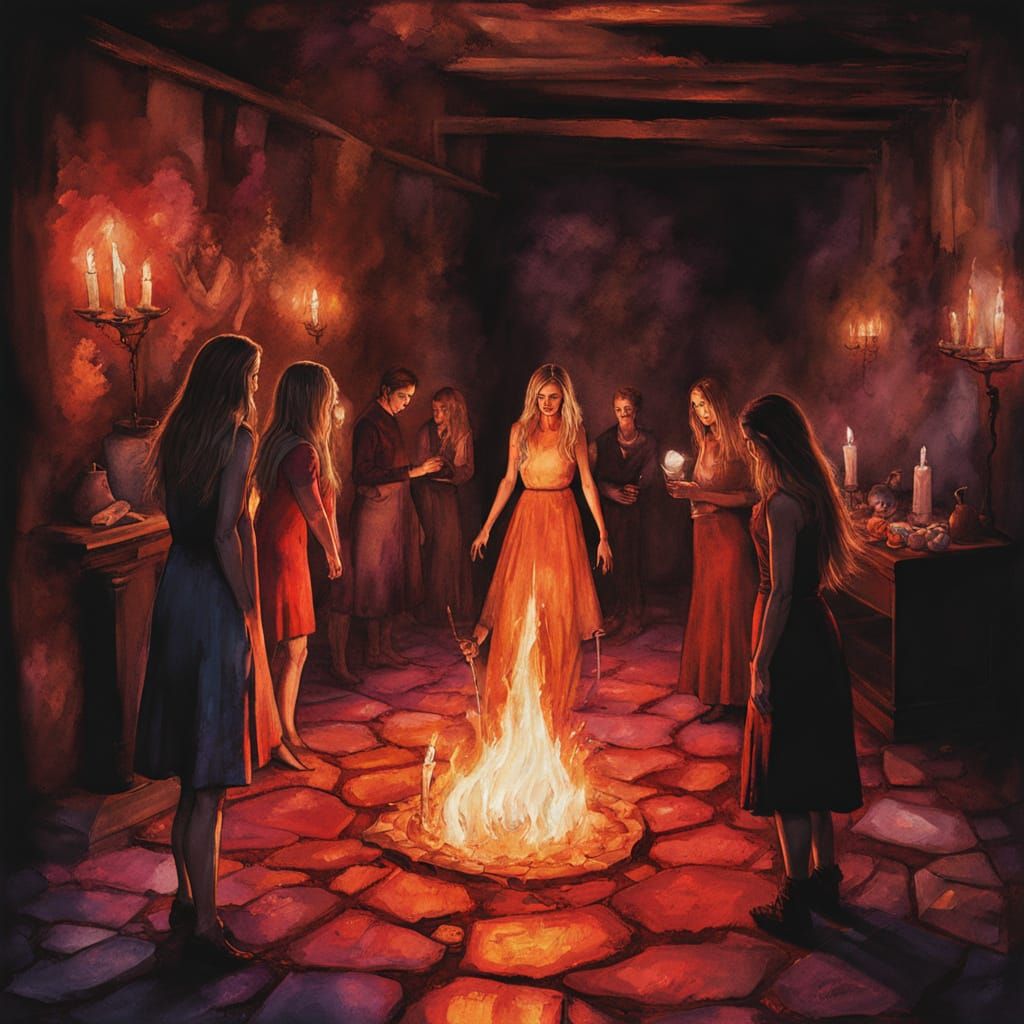 Sinister Sorority Summoning in Cellar with Prismatic Fire