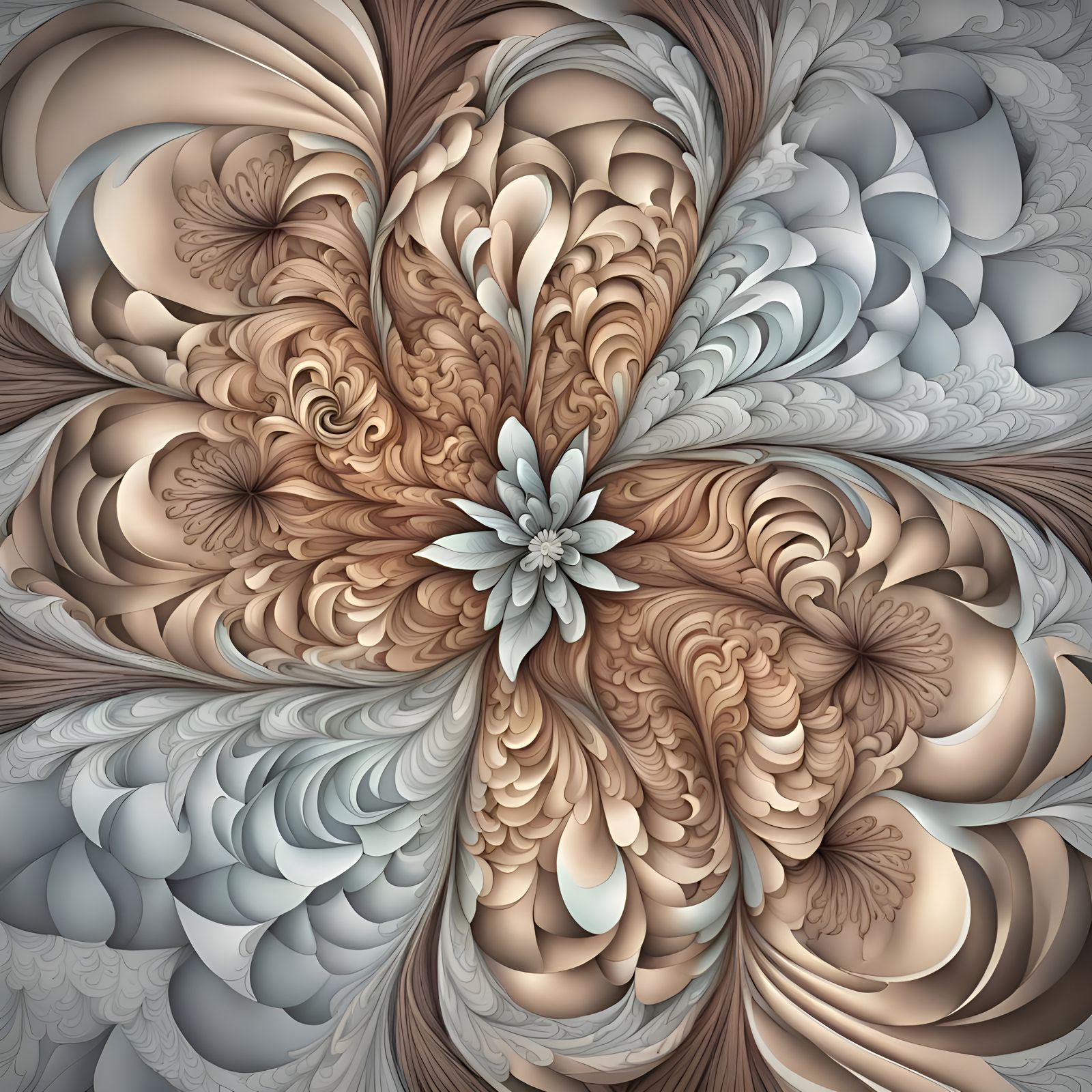 Abstract Gloriosa Flower with Zentangle Elements