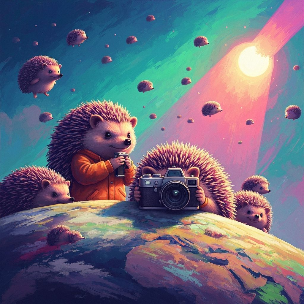 Hedgehog Photographer on Earth: Abstract Expressionist Style