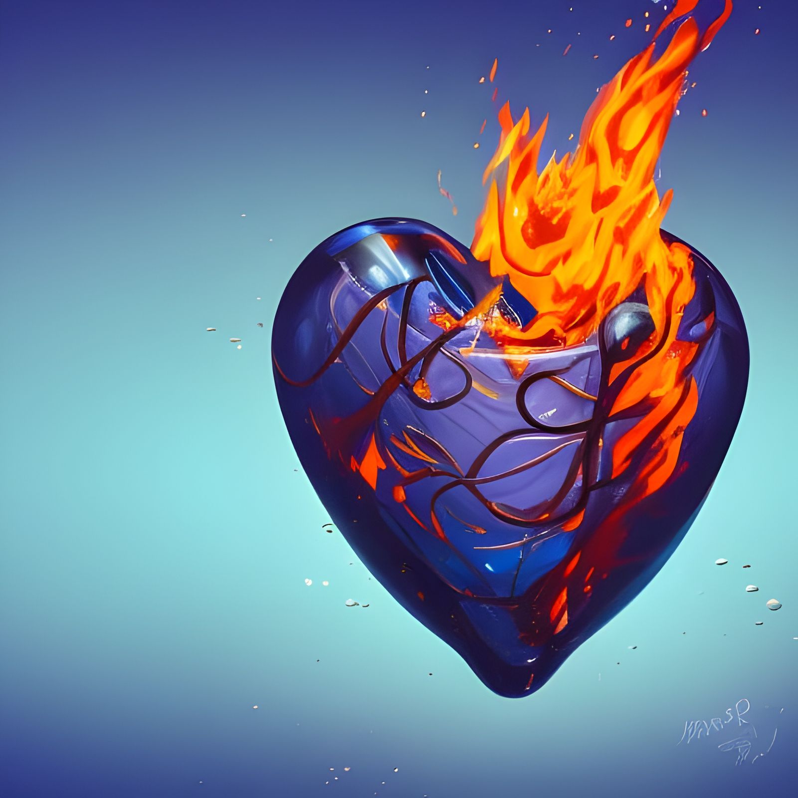 Burning Glass Heart Vector Illustration
