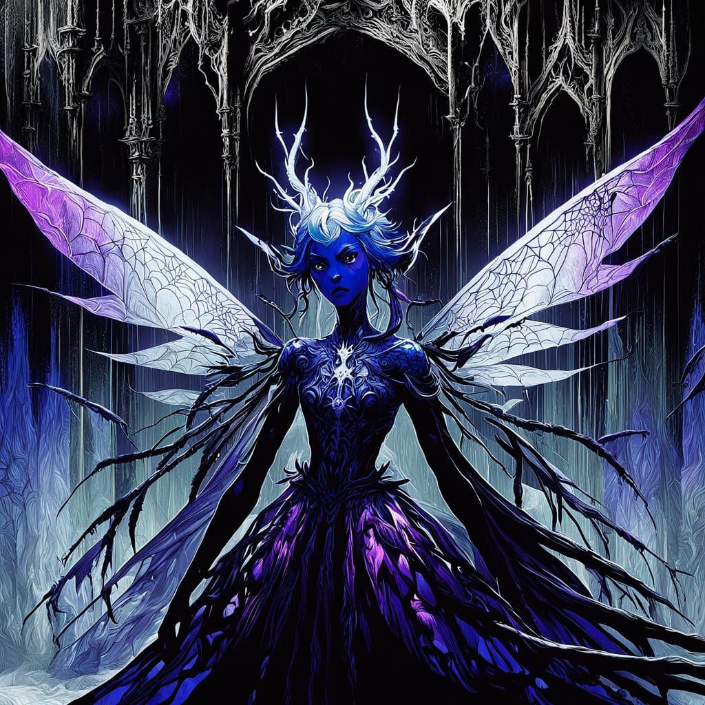 Ethereal Queen Mab Reigns Over Winter Fae Kingdom in Vibrant...