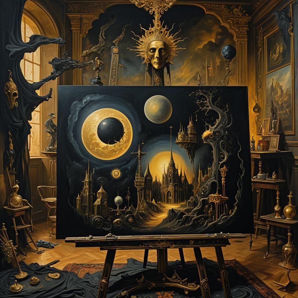 Surrealist Easel Painting with Biometric Elements