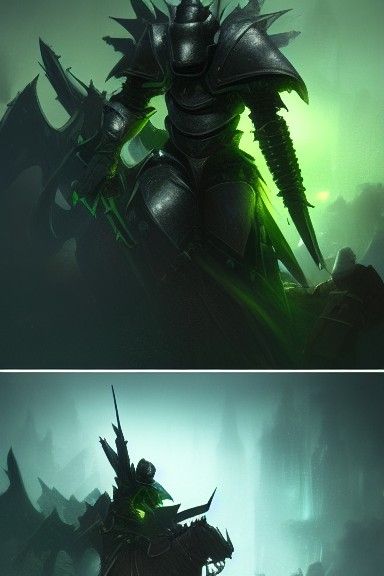 Green Knight in Armor: Dark Fantasy Portrait