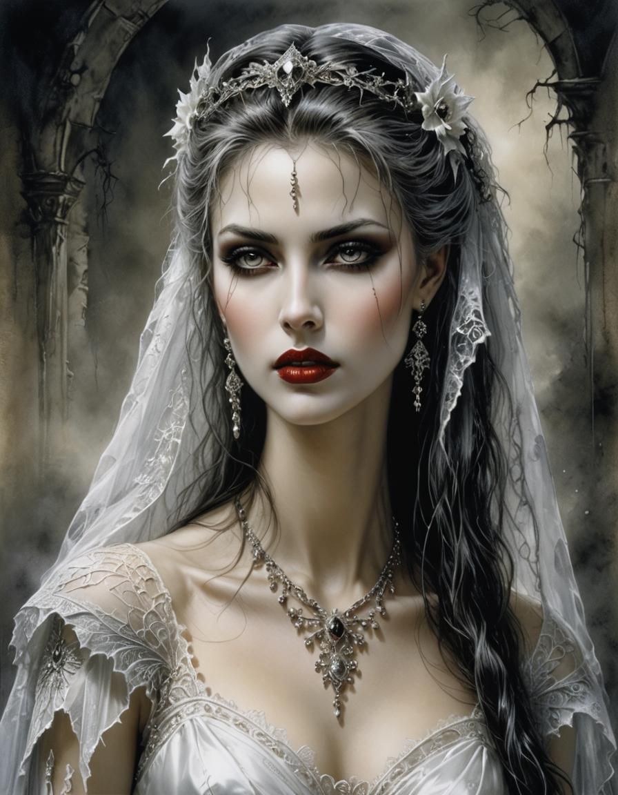 Alluring Vampire Bride Portrait in Fantasy Art Style
