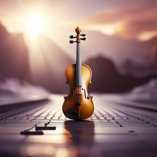 Close-up of a Beautiful Violin in Detailed Matte Painting