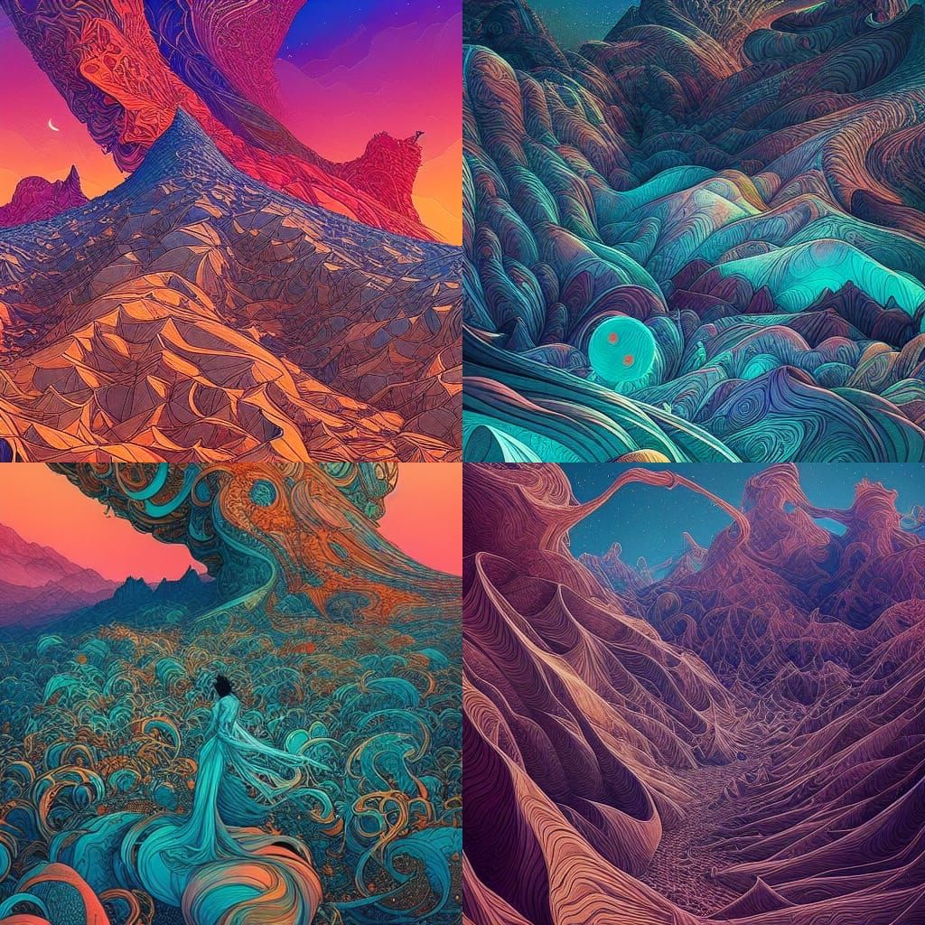 Surreal Desert Nightscape in Fantasy Style