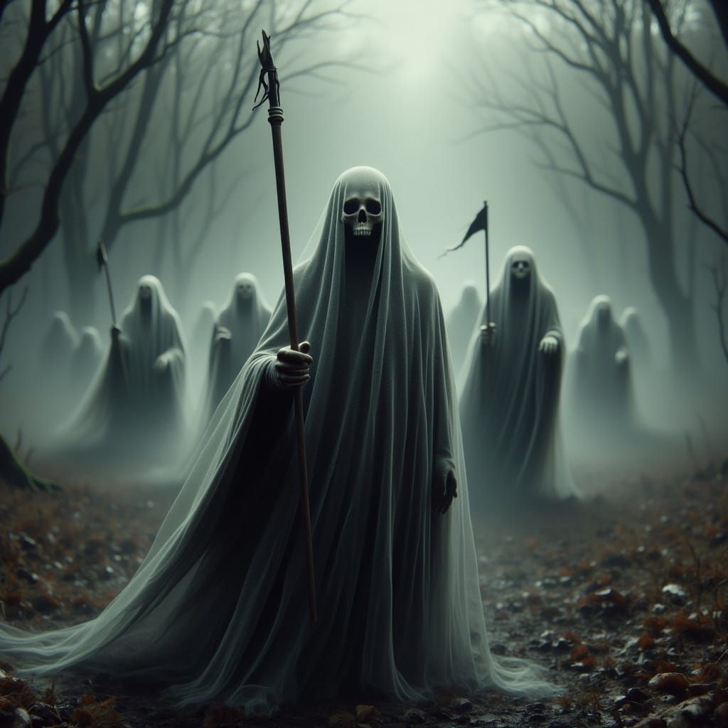 Ghostly Scottish Warriors on Battlefield