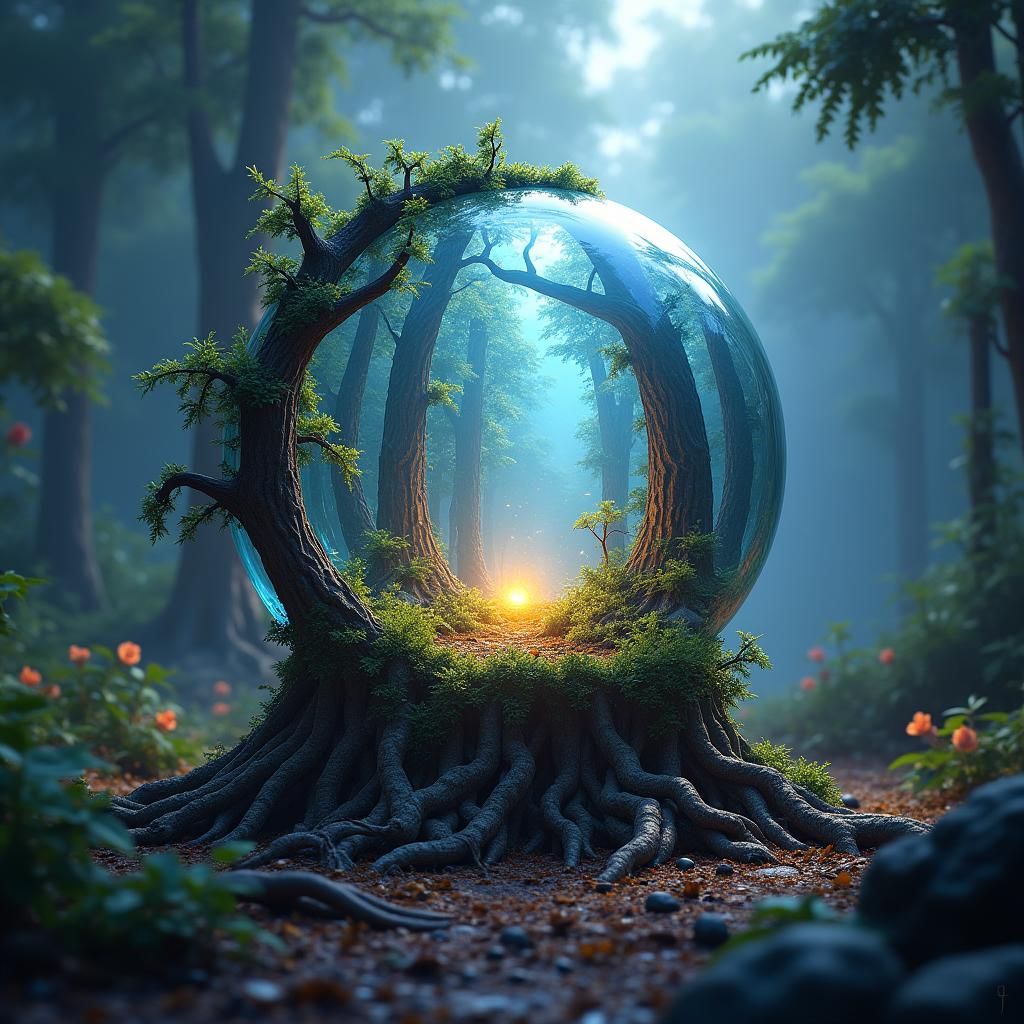 Rainforest in Snowglobe: A Matte Painting in 8k