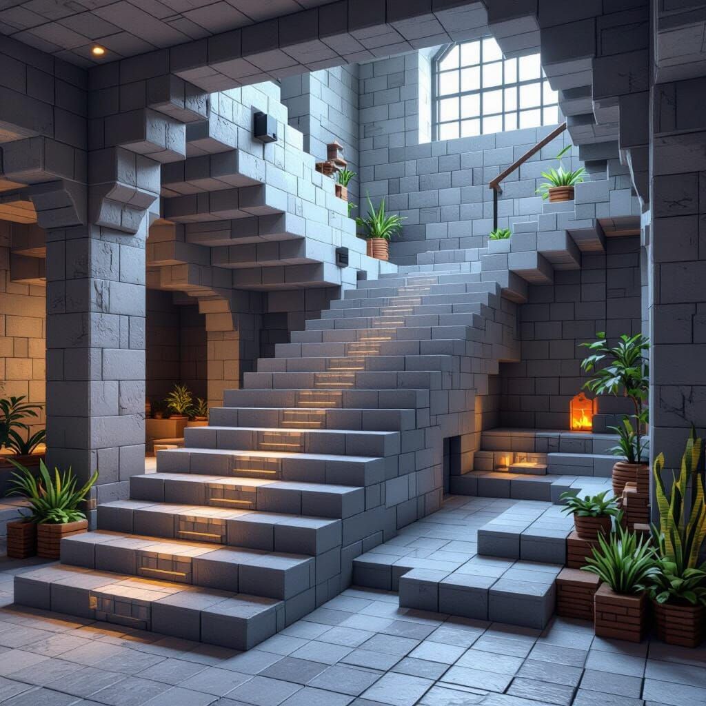 Minecraft Mega Base Staircase in Industrial Style