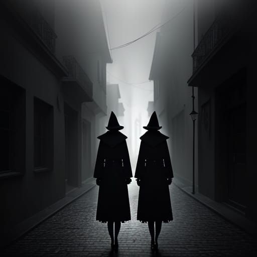 Surreal Doppelganger Encounter in a Moody Alleyway