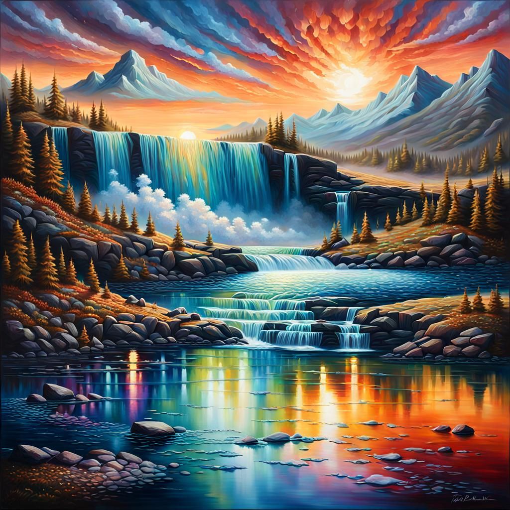An oil painting depicting the enchantment and magic of iridescent textures