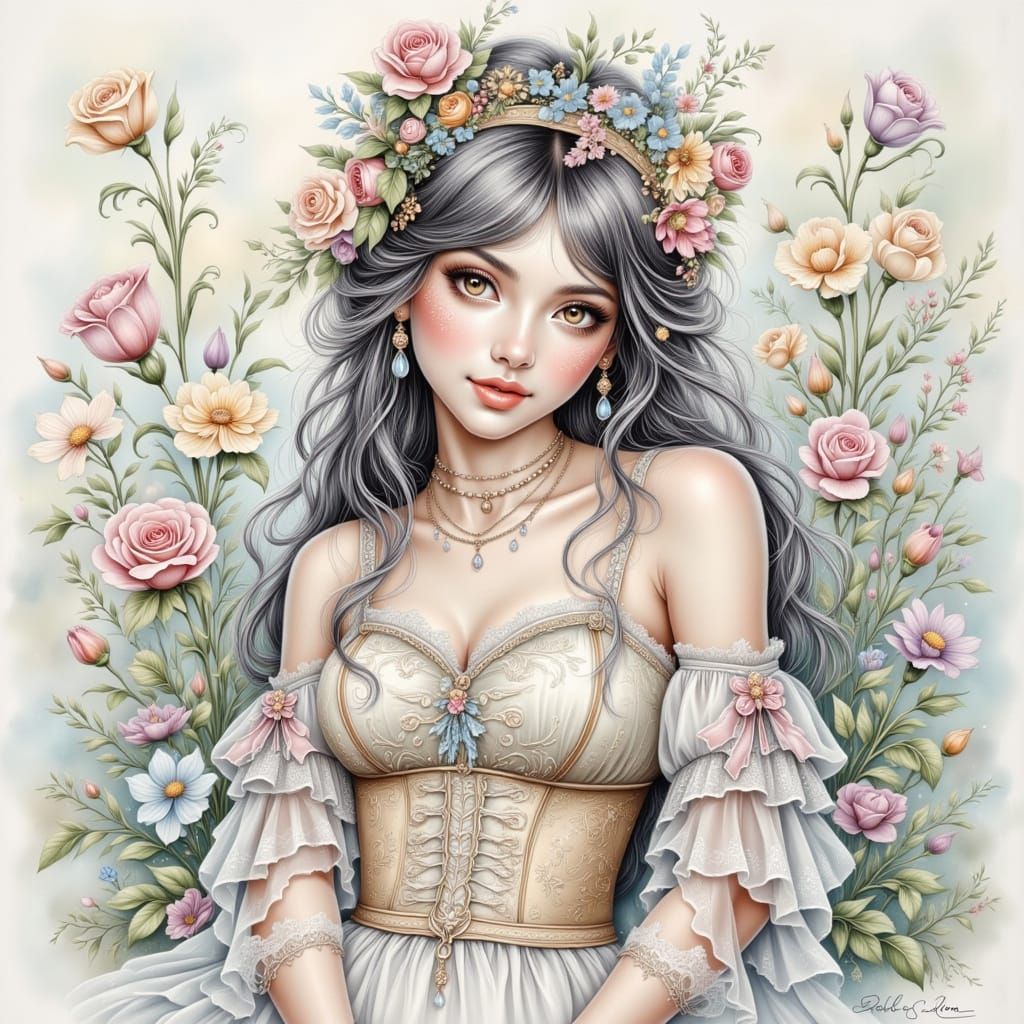Elegant Female Figure in Romantic Gothic Style
