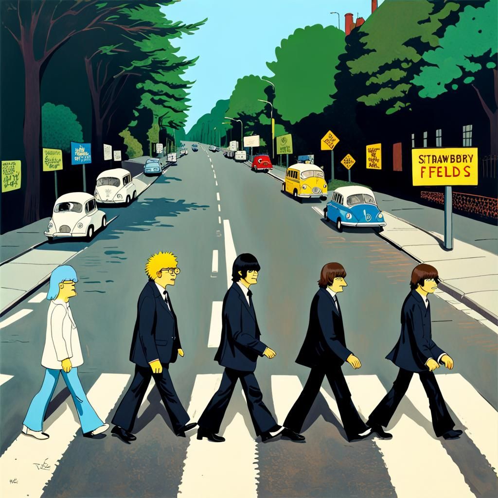 The Beatles Meet The Simpsons: A Pop Art Fusion
