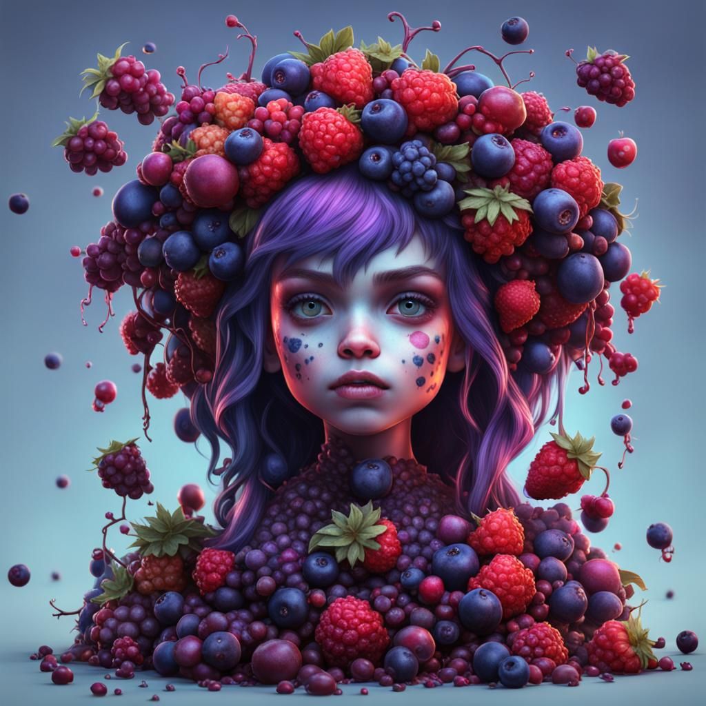 Detailed Berry Punk Girl in Fantasy Concept Art