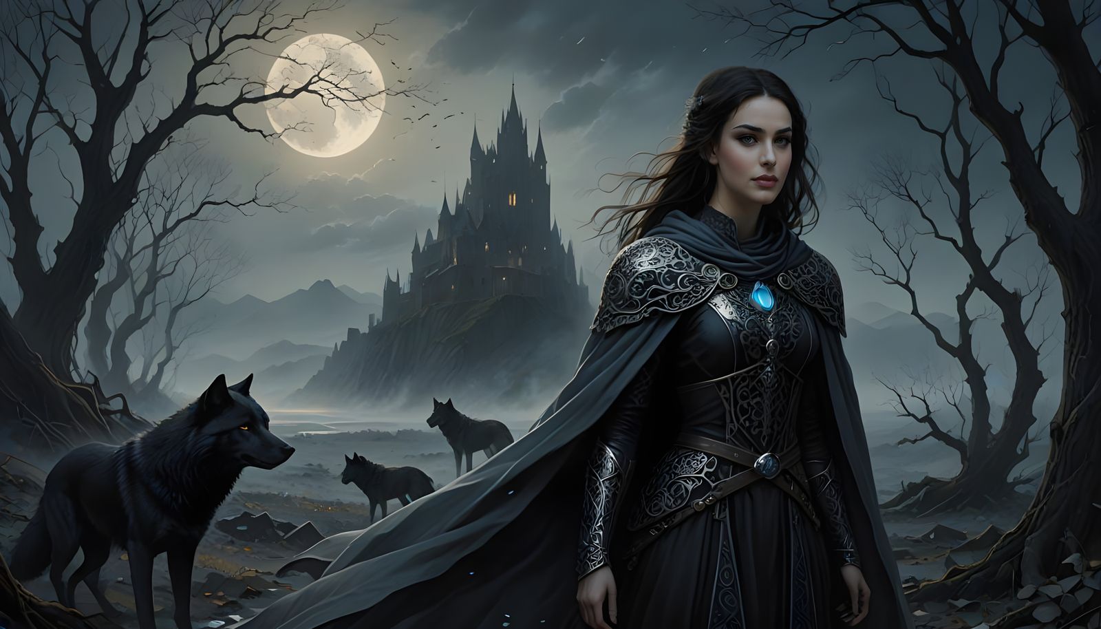 Ethereal Fantasy Landscape - Sigrid and the Black Wolf Guard...