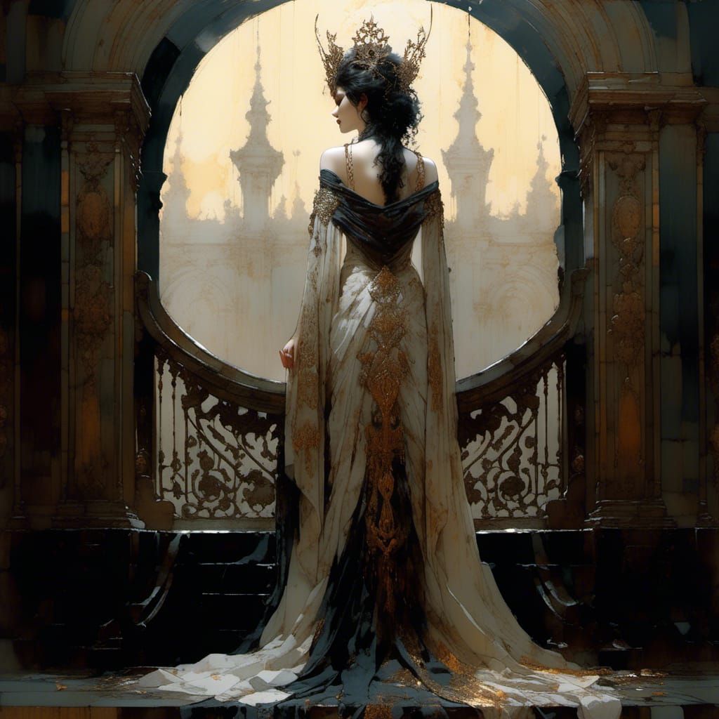 Goddess Portrait with Detailed Eyes in Watercolor Style