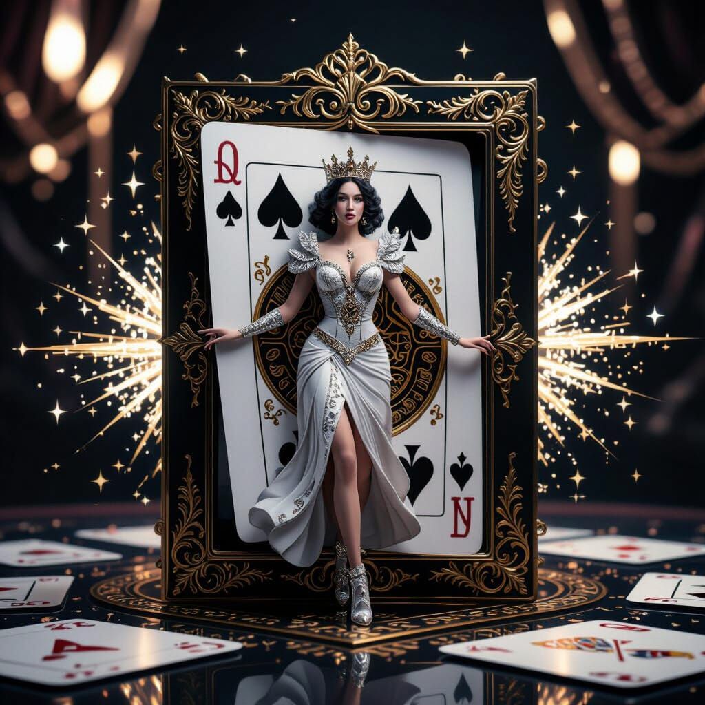 Queen of Clubs Stepping Out: A Digital Illustration