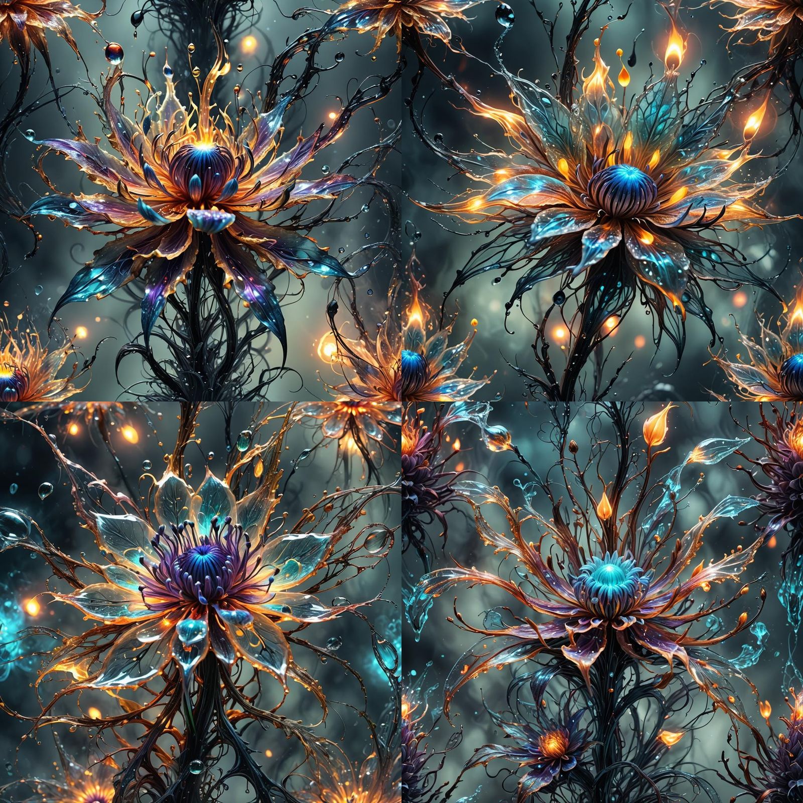 Surreal Glowing Flame Flower in Fantasy Photography Style