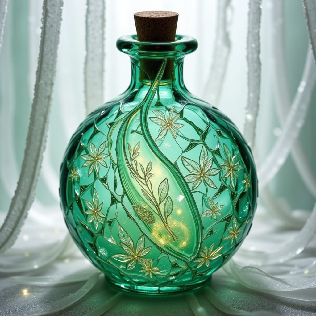 Mystical Glass Mosaic Bottle Radiates Ethereal Elegance
