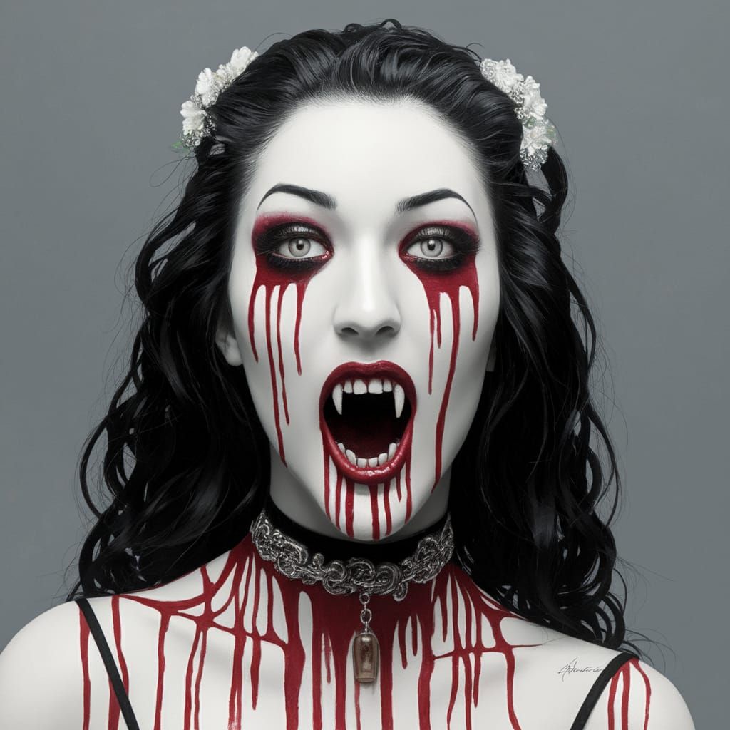 Gothic Vampire Goddess Dances in a Melting Nightclub